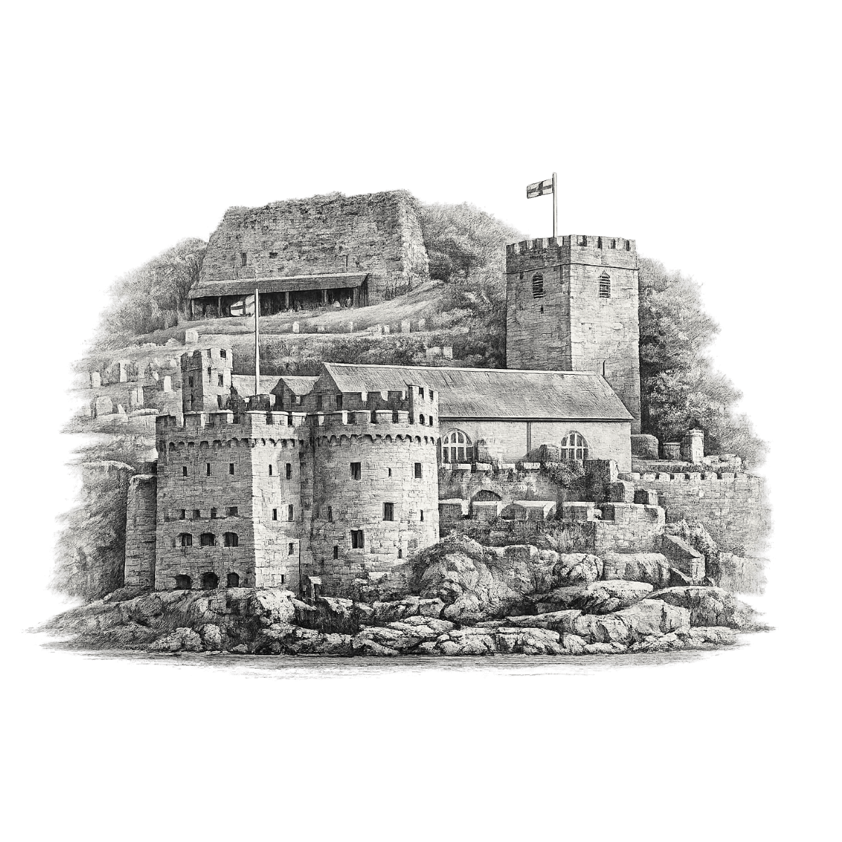 Charcoal sketch illustration for SEO services